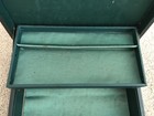 Vintage Hinged 2 Tier Locking Jewelry Box  Dark Green W/ Green Velvet Lining — photo 4