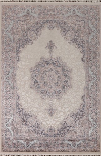 90% Silk Floral Tebriz Traditional Turkish Beige Handmade Living Room Rug 7'x10'