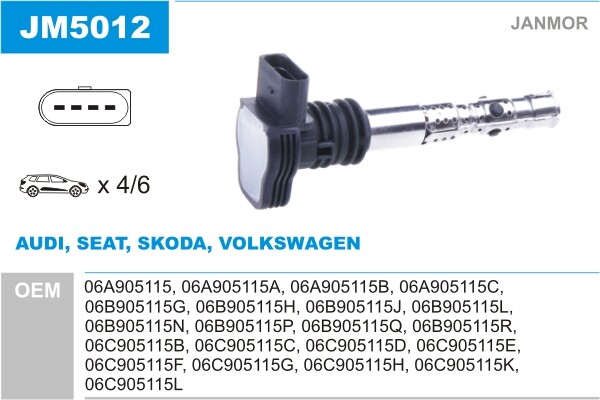 ZüNdspule FüR VW Bora,Golf Iv,New Beetle,Passat,Polo; Audi A3,A4,A6,ALLROAD,TT-image