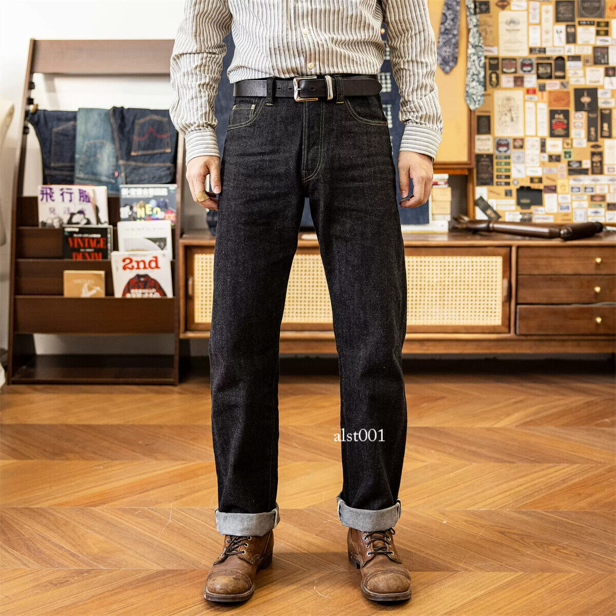 Red Tornado Lot 601B Black Jeans Straight Fit 14.5oz Selvedge