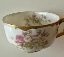 Haviland France Limoges Tea Cup Pink Roses Gold Accents Back Stamp Haviland & Co