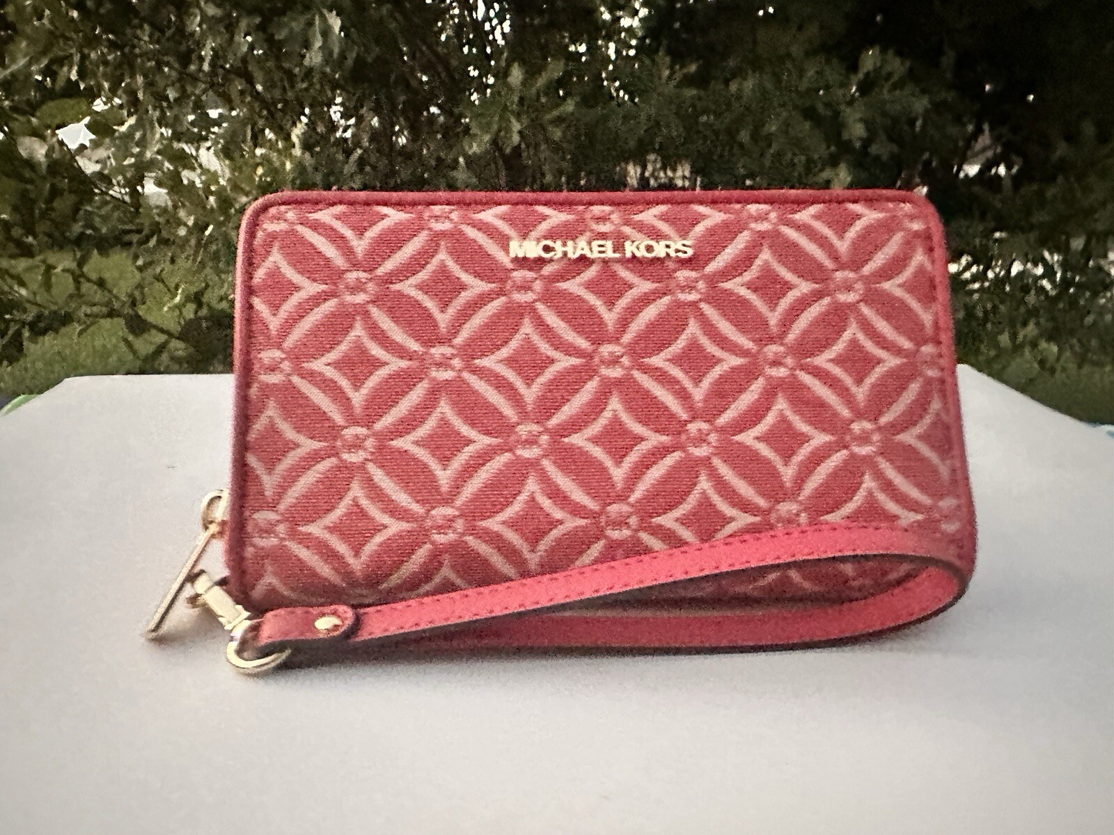 Michael Kors Jet Set travel Wallet Double Zip wristlet Mk Logo