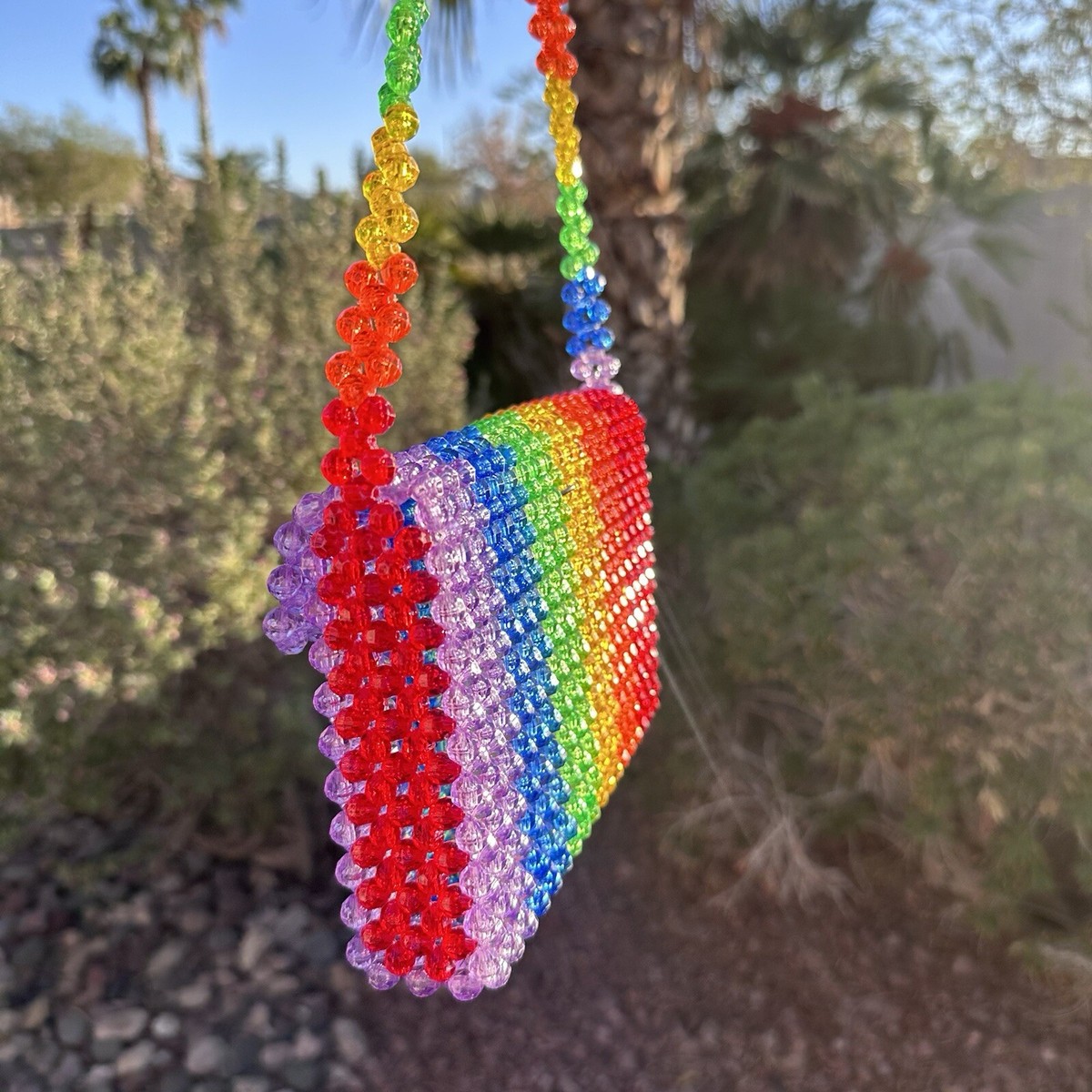 Susan Alexandra New York Unique Rainbow Crossbody Beaded Bag Pride