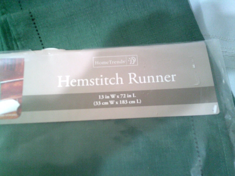 NEW Table Runner 13x72 and 8 Napkin Set Dark Green Linen Look Polyester - Image 4 of 4