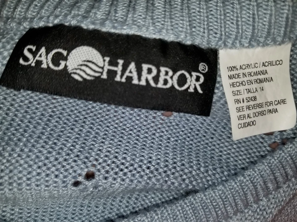 Cárdigan suéter camisa blusa Sag Harbor para mujer talla 14 azul Foto 2 de 3