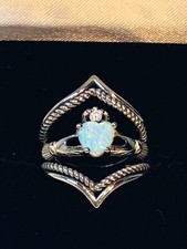 Opal Claddagh ring,Silver Claddagh ring,women  s Claddagh ring,Irish ring Celtic