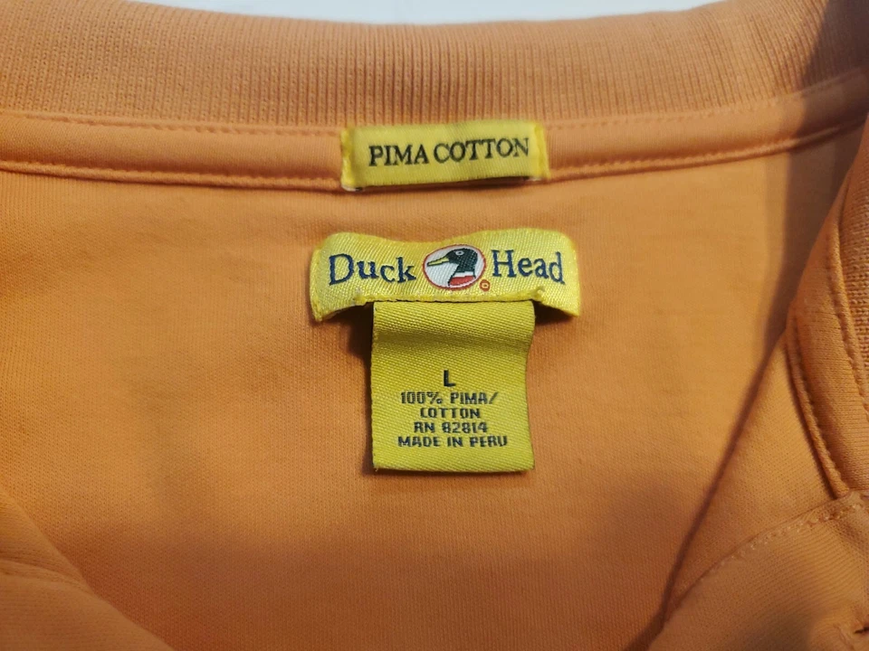 Polo Duck Head Naranja Blanco Para Hombre Talla L Algodón Pima Foto 2 de 4
