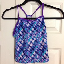 SPEEDO Girl's Size 8 Mermaid Tankini Bikini Top Swim Purple Green Watercolor