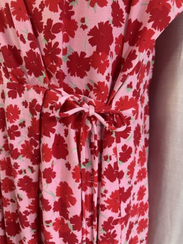 MNG Mango Women's Plus Wrap Floral Dress Petal Pink Red Flowers Plus Sz 3XL New - Picture 10 of 13