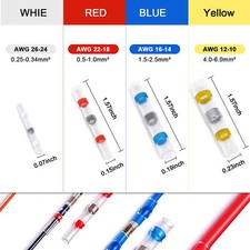 100-200 Solder Seal Sleeve Heat Shrink Butt Wire Connectors Terminals Waterproof