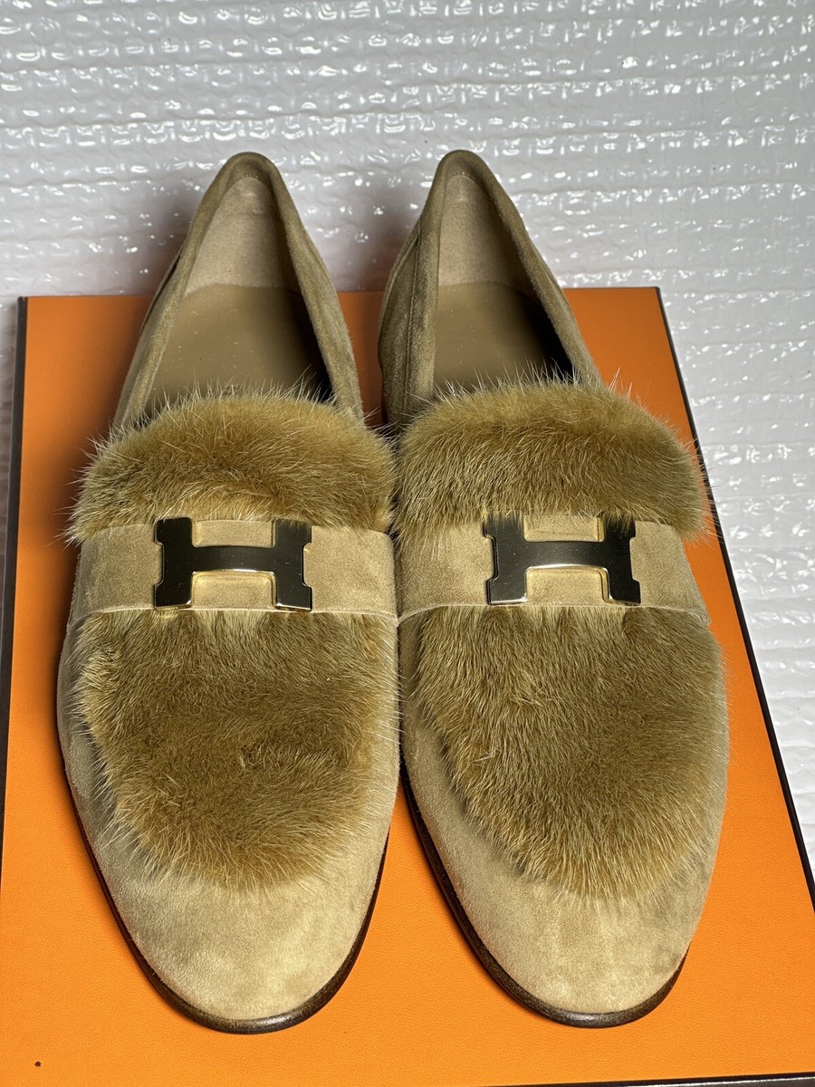 Hermes Paris Mink Flat Loafers Size 38 | eBay