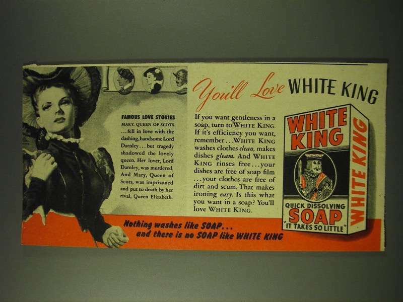 1948 White King Soap Ad art by Merlin Enabnit Mary, Queen of Scots