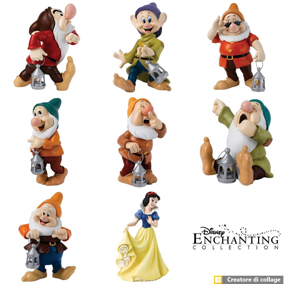 Set Completo Biancaneve e i 7 Nani RARE Big Size 51 cm - Snow