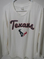 New Ladies Houston Texans Medium White Sweater Long Sleeved Fit Yoga Logo NFL