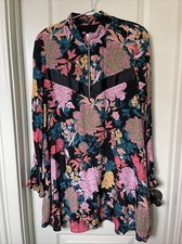 NWT Zara TRF Collection Women Floral Print Mini Dress Size S - Loose Fit Black