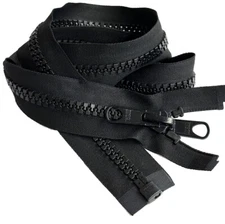 IDEAL #10 4" - 36" Plastic Marine Zippers Separating Double Long Pull-Tab Black