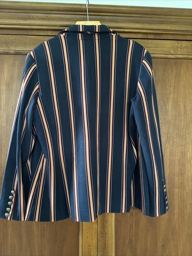 CHICO'S 2 Navy Striped Twill Pointe Jacket Blazer Size Large NWT Rt $139 - Picture 7 of 8