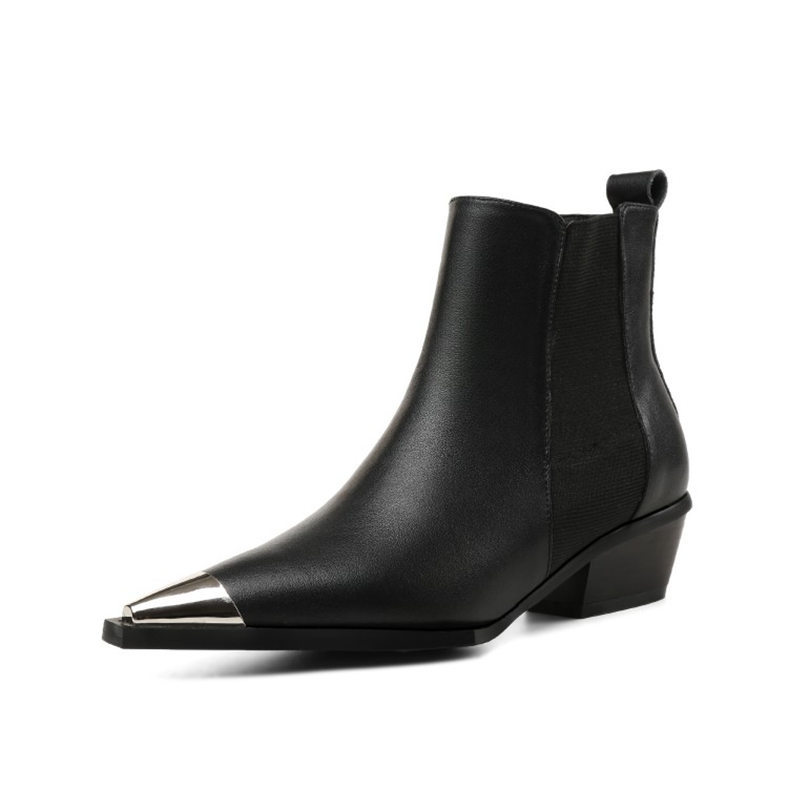 Mujeres cuero genuino botas al al al Tobillo Tacón Bajo Chelsea En Punta De Metal Oxfords Nuevo fba571 Mujeres cuero genuino botas al al al Tobillo Tacón Bajo Chelsea En Punta De Metal Oxfords Nuevo fba571