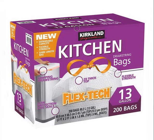 Kirkland Signature Drawstring Flex-Tech 13-Gallon Kitchen ...