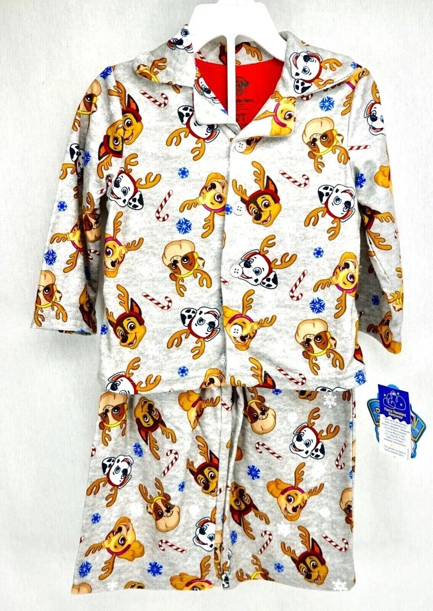 Paw Patrol Pajamas Boys Size 3T 2pc Button Front Skye Rubble Christmas