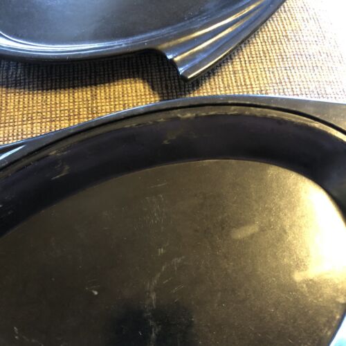 VtG 80s Set 4 Thermo-Plate Black Fish Platter Trays Plates 15” Melamine - Picture 3 of 6