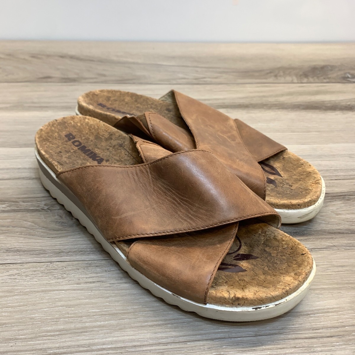 Romika Hollywood 02 Women's Brown Slide Sandals Size EU 38 US