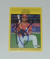 FELIX JOSE SIGNED AUTO'D 1991 FLEER CARD #636 ST LOUIS CARDINALS ATHLETICS