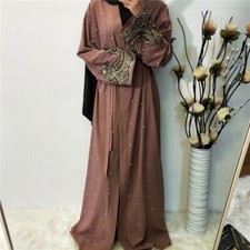 Dubai Open Kimono Abaya Muslim Women Long Cardigan Kaftan Robe Dress Ramadan