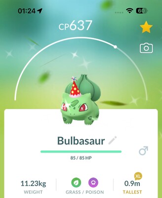 Shiny Party Hat Bulbasaur Pokemon Go UK