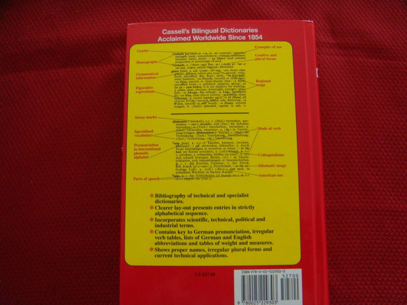 Cassell's German Dictionary GermanEnglish, EnglishGerman Hard Cover 9780025229303 eBay