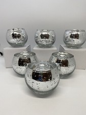 Goblet Top Style-Mercury Glass Tealight Candle Holder - Silver Color- Set Of 6