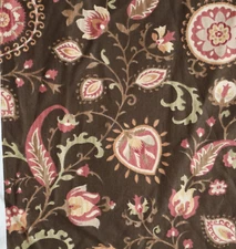 Vintage Mill Creek Home Fabric Whimsical Brown, Pink, Green, Gold Floral 4.7 yds