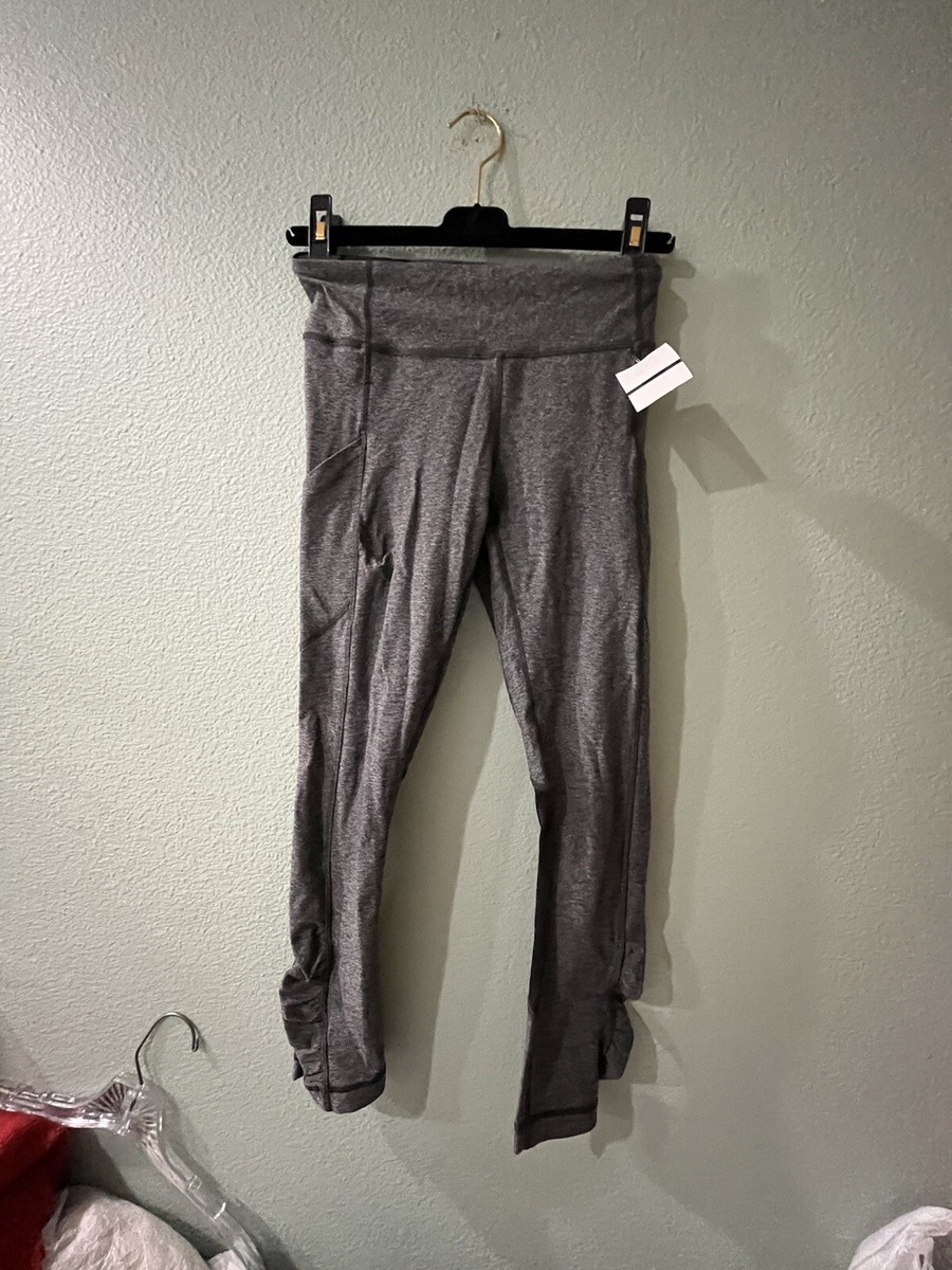 LULULEMON LUON LOGO SIDE LEG POCKET GRAY YOGA LEGGING PANTS