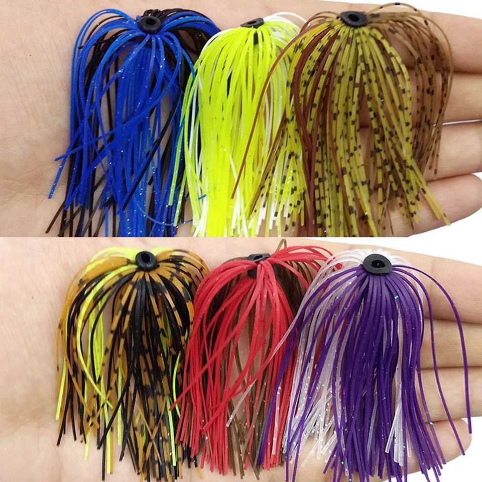 24 Bundles Silicone Jig Skirts 50 Strands Bass Fishing Jigs Skirts Tackle Craft - Image 3 of 4