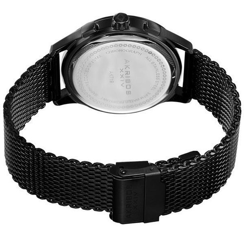 Akribos AK719BK Swiss Quartz Chronograph Tachymeter Date Black Mens Watch - Picture 2 of 5