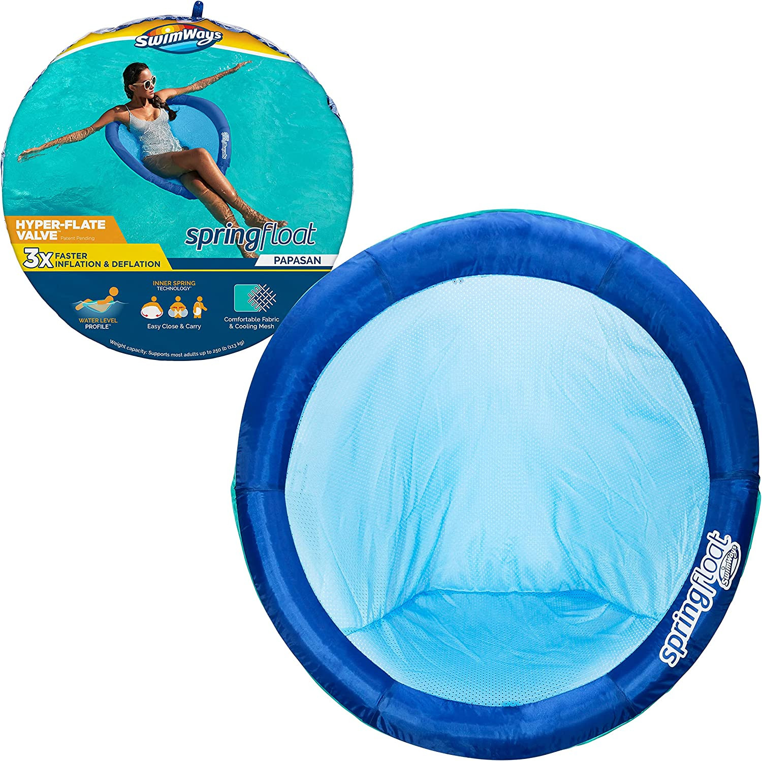 Tumbona de piscina Spring Float Papasan - Cómodo flotador de piscina para relajación