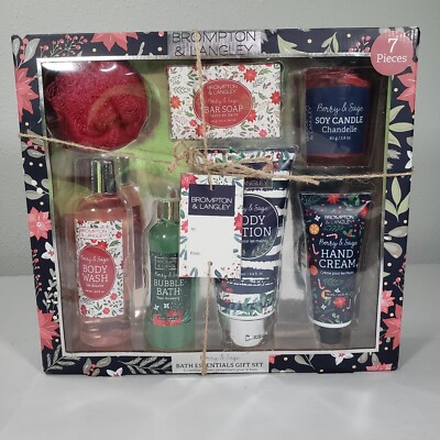 New Brompton & Langley 7-pc Bath Hand Cream Body Lotion Soap Gift Set Berry Sage
