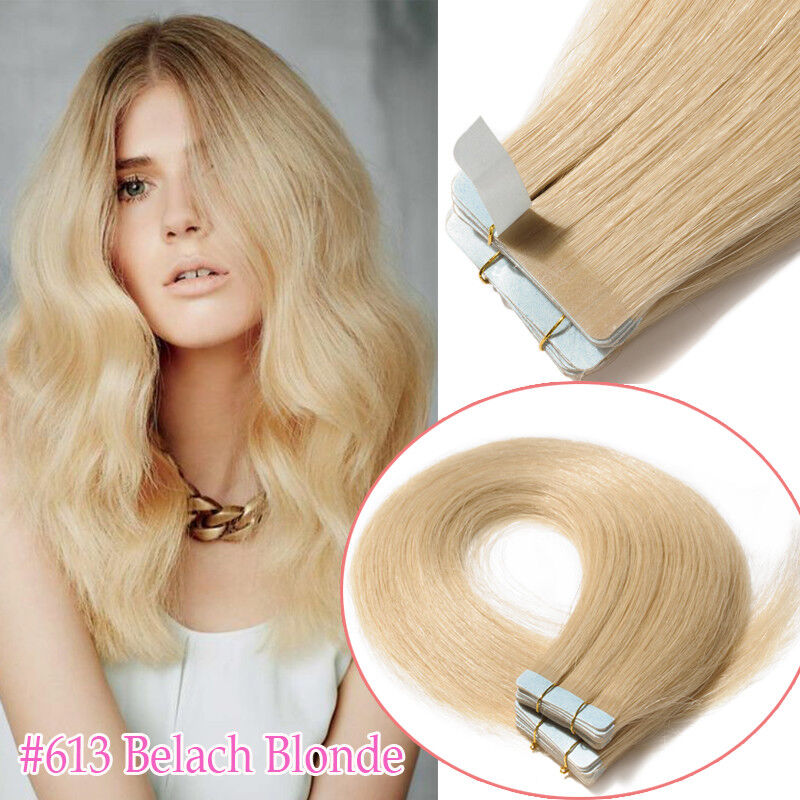 9A Full Thick 80PCS=200G Tape In/On Remy Human Hair Extensions Skin Weft Greige 5 razy więcej punktów
