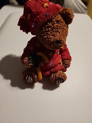 Christmas Teddy Bear Figurine With Candy Cane