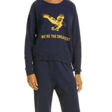 THE GREAT. The Shrunken Sweatshirt Eagle Graphic Cotton Navy Women's Sz 2 Med US