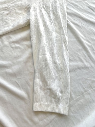 Vintage 90s Fashion Bug Open Back Slit Flower Stitch White Shirt Oversized Rare - Picture 7 of 12