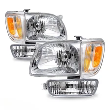 For 2001-2004 Toyota Tacoma Chrome Headlights+Corner Signal Lights+Bumper Lamps