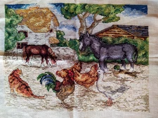 completed finished cross stitch 14''x11'' Unframed New Decoration village