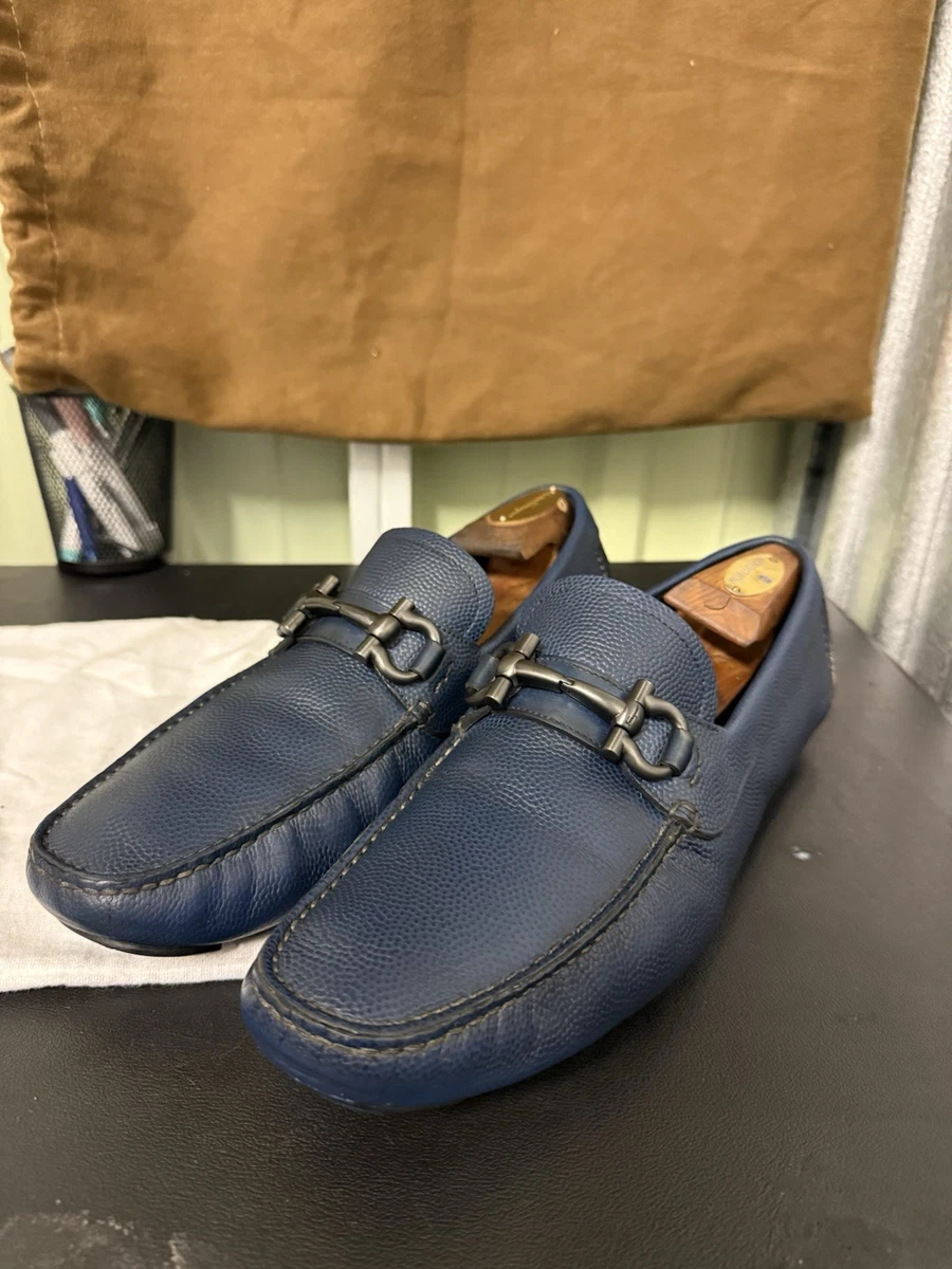 Salvatore Ferragamo Leather Upper Blue Dress Shoes for Men  display picture 1