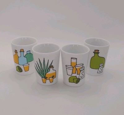 4x Signature Housewares Margarita by Ursula Dodge große Schnapsgläser 3'' hoch