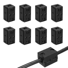 6.5mm Clip-on Ferrite Ring Core Square for Cable, Black 8pcs