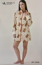 VESTAGLIA DONNA IN MORBIDO PILE CORAL INVERNALE FULL ZIP CON TASCHE ORSETTO