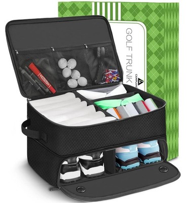 2 Layer Trunk Organizer, Waterproof Car Locker for 2 Pair Shoes, Durable Trun...