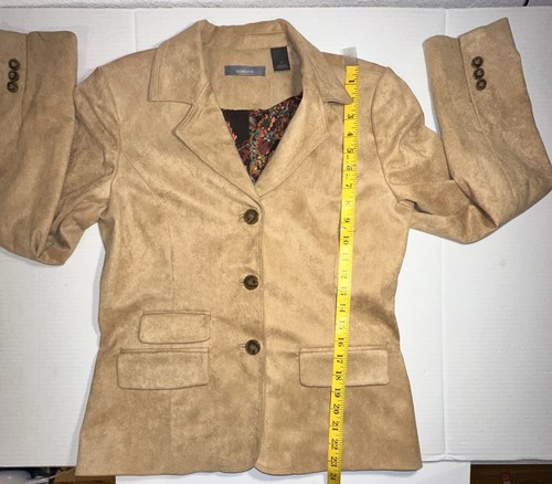 Liz Claiborne Suede Blazer Jacket Woman’s Size 10 Button Up Tan Business Casual - Picture 4 of 11