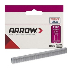 Arrow Fastener 187 7/16 inch T18 Round Crown Staples, 1,000-Count